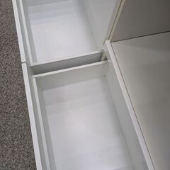 【スライドカウンター広め】キッチンボード レンジボード 食器棚 カップボード スライド扉 高さ195.5cm 幅119.5cm：ホワイトの画像