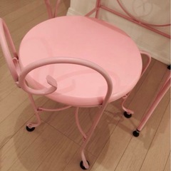 【最終価格！】姫系💗ハートモチーフ付きピンクドレッサー＆チェアセット ミラー付きの画像