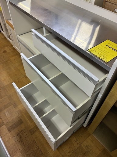【ジャングルジャングル深井店】★キャスター付レンジボード ホワイト 白 レンジボード キッチン家具 堺市（中区 堺区 東区 西区 南区 北区）和泉市 河内長野市 富田林市 松原市 狭山市 深井 【FU2796】