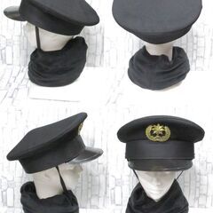 ( M-983 )ポリスハット ネックウォーマー ２個セット まとめて 警察 ハット 帽子 マフラー ブラック 黒 中古の画像