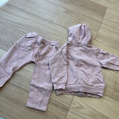 【アカチャンホンポ】うさぎ耳フード付き セットアップ サイズ90（ピンク）ベビー服の画像