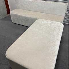 展示品　オットマン付きファブリックソファ　大型ソファ　ベロア調の画像