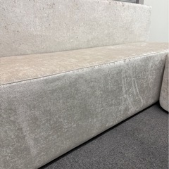 展示品　オットマン付きファブリックソファ　大型ソファ　ベロア調の画像