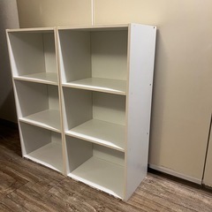 白 カラーボックス 2つセット 収納 棚　の画像