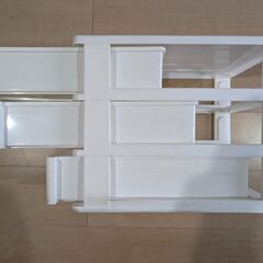「ニトリ ３段ケース（オールホワイト） 幅25×奥行35×高さ28cm 書類収納・小物入れ」の画像