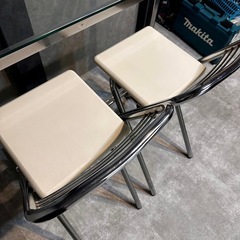 ガラス天板 カウンターテーブル＆チェア2脚セットの画像
