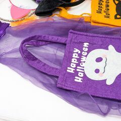 ハロウィン グッズ カチューシャ 髪飾り フェルトバッグ セットの画像