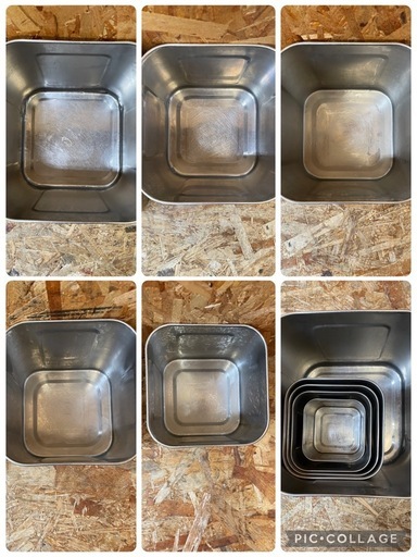 C(7587) ユキワ 深型 角キッチンポット 5個 ステンレス 13.5~28.5cm 業務用 厨房用品 飲食店 店舗用 中古品