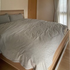 ベッドフレーム IKEA/TRYSIL ホワイト×ライトブラウン の画像