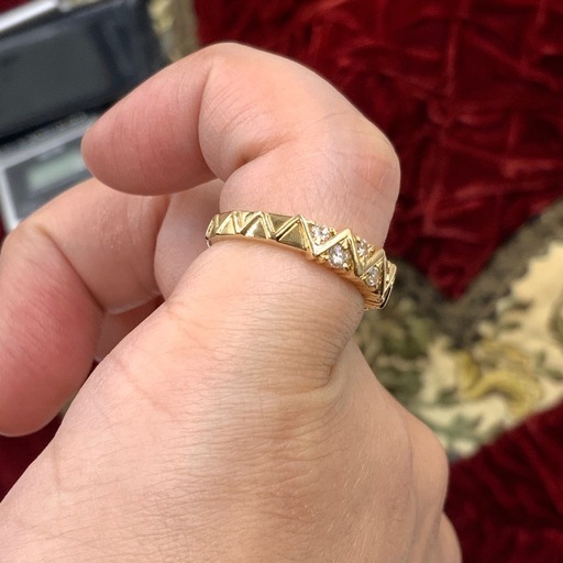 4℃ K18 デザイン　ダイヤリング　4.9g 約10.5号