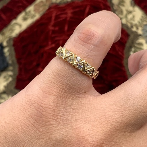 4℃ K18 デザイン　ダイヤリング　4.9g 約10.5号