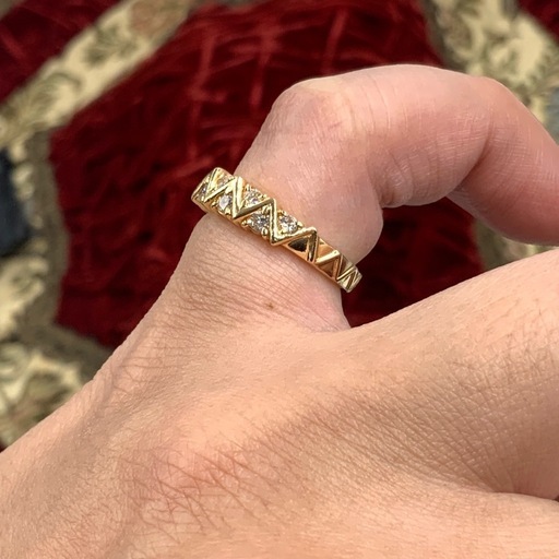 4℃ K18 デザイン　ダイヤリング　4.9g 約10.5号