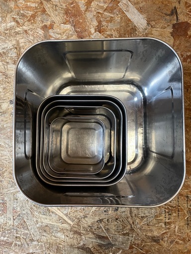 C(7588) ユキワ 深型 角キッチンポット 5個 ステンレス 13.5~28.5cm 業務用 厨房用品 飲食店 店舗用 中古品