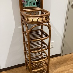 鏡付きラタンラック【町田市再生家具】252095の画像