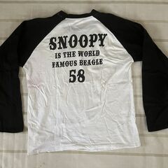 SNOOPY 　長袖Ｔシャツ　メンズ：M　アイボリー色、袖部はブラック色の画像
