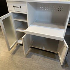 配達可【キッチンカウンター】【レンジ台】【白】※ダメージ有★クリーニング済み【管理番号31022】野の画像