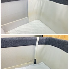 折りたたみ ベビーベッド グレー 添い寝ベッドの画像