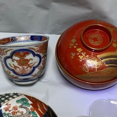 幕末明治大正期　古伊万里 角富銘 木製時代漆器　お二人様セット　全8点の画像