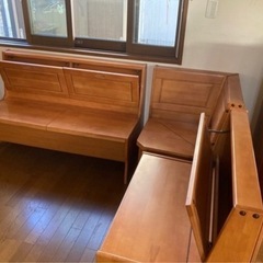 木製ベンチ3点セットの画像