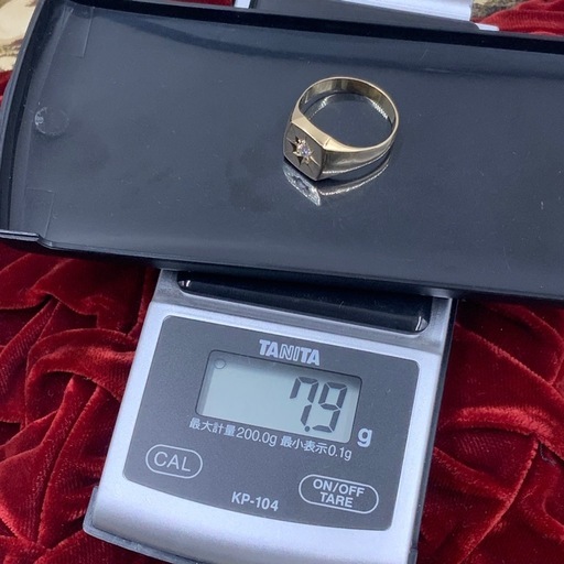 K18 印台ダイヤリング　7.9g 約19号　 0.15ct