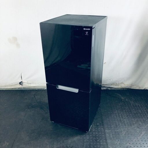 ID:rc12844 シャープ SHARP 冷蔵庫 一人暮らし 中古 2021年製 2ドア 152L ブラック ファン式 両方開き SJ-GD15G-B  【リユース品：状態B】【送料無料】【設置費用無料】