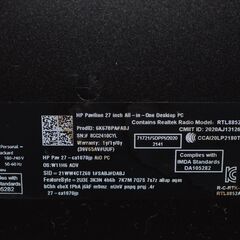 中古良品一体型パソコン HP Pavilion All-in-One 27-ca1070jp Windows11+office 爆速SSD512GB+HDD2TB core i7-12700T/メモリ16GB/27インチの画像