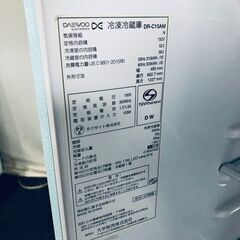 ID:rc12837 ダイウ DAEWOO 冷蔵庫 一人暮らし 中古 2018年製 2ドア 150L ブルー ファン式 右開き DR-C15AM  【リユース品：状態C】【送料無料】【設置費用無料】の画像