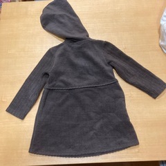 女児100サイズ・フリース風パーカーワンピース(チャコールブラウン)の画像