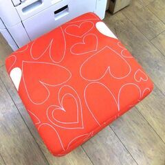 イス スツール シンプル ハート柄 40cm×40cm レッド系 中古 ファブリックスツール 札幌市厚別区 厚別店の画像
