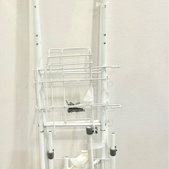 平安伸銅工業 HEIAN SHINDO ランドリーラック 棚2段 ハンガーバー付き ホワイト 幅60-93×奥行53×高182cm L-2の画像