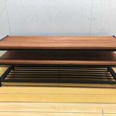 ローボード テレビ台 アイアン脚 木製天板 2段 棚付き ナチュラル 北欧風 インダストリアル シンプル 家具 収納　【糸島市内 送料無料】251022-3の画像