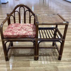 ラタンチェア　サイドテーブル付き【町田市再生家具】252102