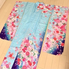 振袖　水色×ピンクの画像