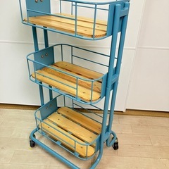 MASH BY CAGE ワゴン ブルー キッチンワゴン BCW-440 ランドリーワゴン ビーワイケージの画像