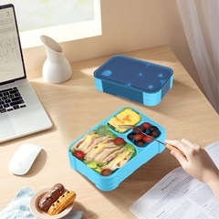 【新品未使用】① 弁当箱 大容量 1100ml 汁漏れしない 3仕切り ランチボックス お弁当箱 男性女性兼用 レンジ対応 スカイブルーの画像