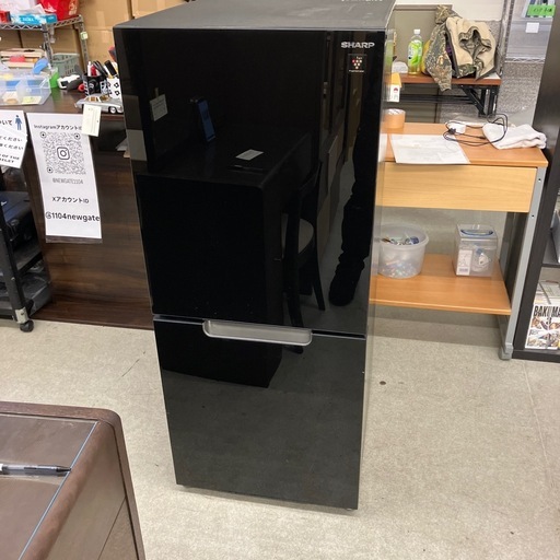 M2510-305 SHARP 2ドア冷凍冷蔵庫 2021年製 SJ-GD15G-B 動作確認済み キズ汚れ有り