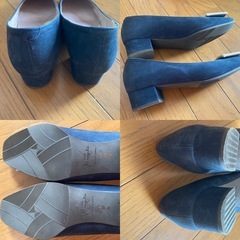 銀座Kanematsu スクエアバックル フラットパンプスの画像