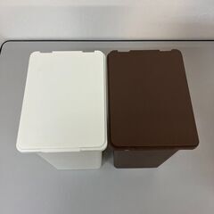 stp-3473 フタ付き　蓋　ゴミ箱　スクエア　ブラウン　ホワイト　白　シンプル　分別　ダストボックス　キッチン　リビング　スリム　プラスチックの画像