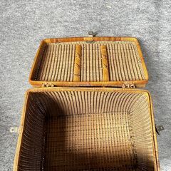 ラタンバスケット 藤籠 ピクニックバスケット アンティークの画像