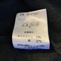 K2510-308 Knights of round table 長袖 ひざ丈ワンピース 4L ポケット付き 裏起毛 ブラック 毛玉汚れ有りの画像