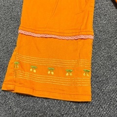 オレンジパンツ 100cm さくらんぼ刺繍 レース付き 可愛いデザインの画像
