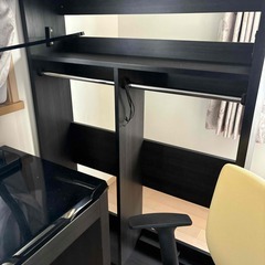 ロフトベッド・デスクセットダークグレー（スタンドライツ付き）の画像