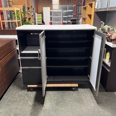 A1715🌟配送♻️設置可能‼️ニトリキッチンカウンター レンジ台 レンジボード 幅120cm ブラウン系🌟の画像