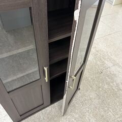 ★リユースのサカイ高崎店★TJ13118  食器棚 ダークブラウン H90×D29×W59.5 クリーニング済みの画像
