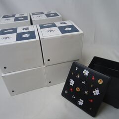 【新品】山中漆器　二段重　猫の画像