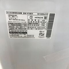 【ジャングルジャングル石川金沢店】洗濯機 ヒタチ BW-V70E 7Kg 2020年製 動作確認／クリーニング済みの画像