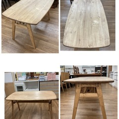 ジモティー限定価格！S155 ⭐ 関家具 アマン ダイニング3点セット テーブル ナチュラル 北欧  無垢 木製  バーチ nora 120cm USEDの画像