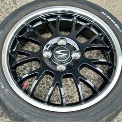 15インチ アルミホイール 4本 ブラック リムポリッシュ15×5J+45の画像