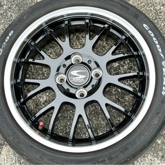15インチ アルミホイール 4本 ブラック リムポリッシュ15×5J+45の画像