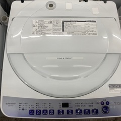【愛品館江戸川店】保証充実　シャープ　2023年製　7.0kg全自動洗濯機　ES-T715-Wの画像